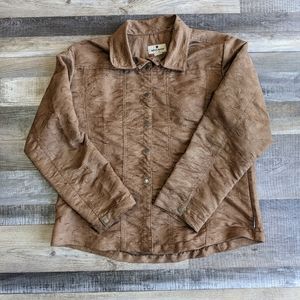 Woolrich, browns button up shirt, women's large